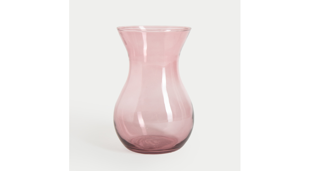 Průhledná růžová váza ASTA 18 cm