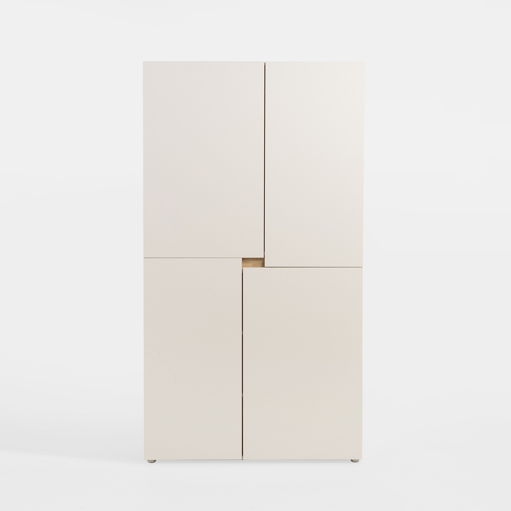Čtyřdveřová šatní skříň LENS 100 cm kašmír/dub cremona
