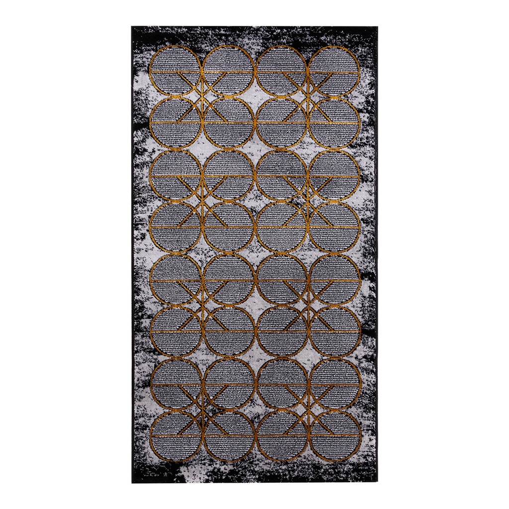 Koberec se zlatým kruhovým vzorem GRANDE 80 x 150 cm