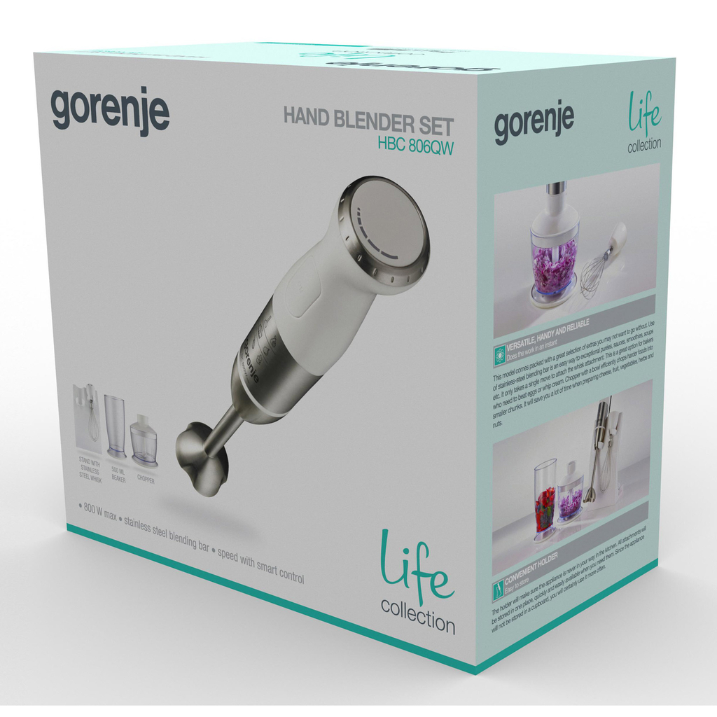 Ruční mixér s příslušenstvím GORENJE LIFE bílý HBC806QW