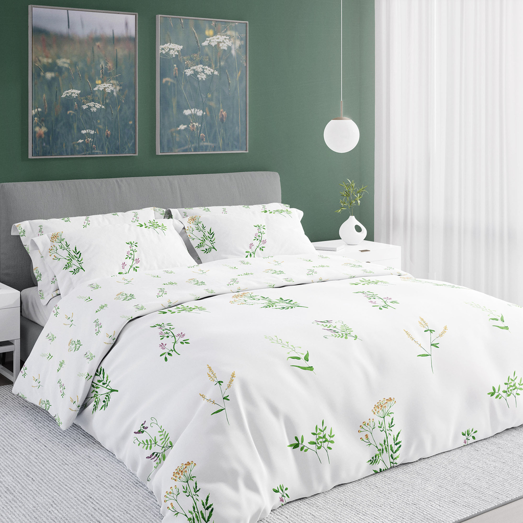 Bavlněné povlečení s motivem lučních květin COTTAGE HOME 220x200 cm