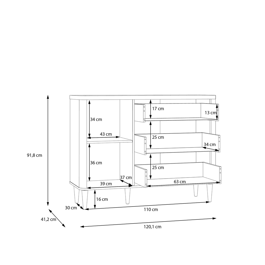 Komoda se zásuvkami LACETTI 120 cm