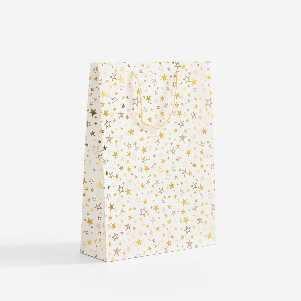 Vánoční dárková taška hvězdičky velikost M MIX