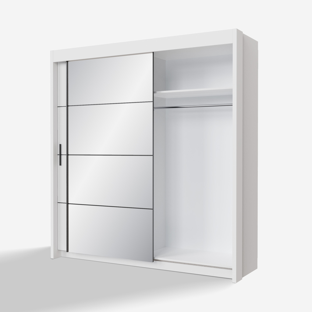 Zrcadlová skříň s posuvnými dveřmi 200 cm OTIS bílá
