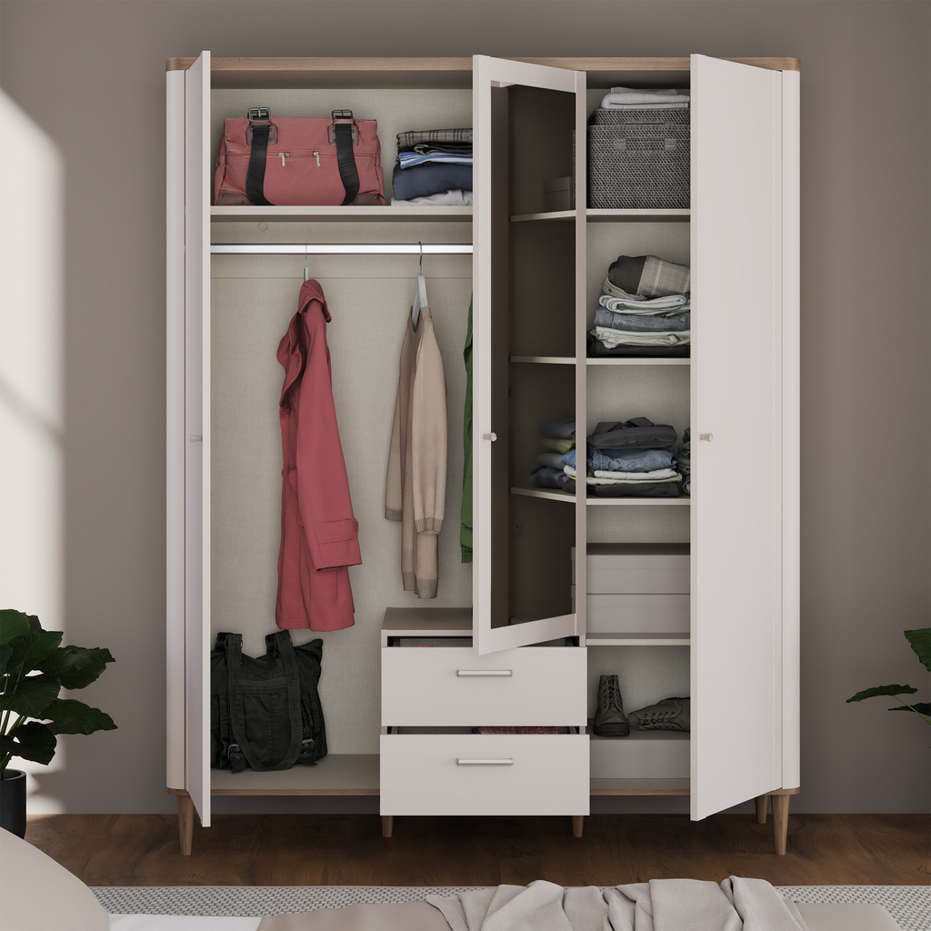 Šatní skříň 3-dveřová se zrcadlem LACETTI