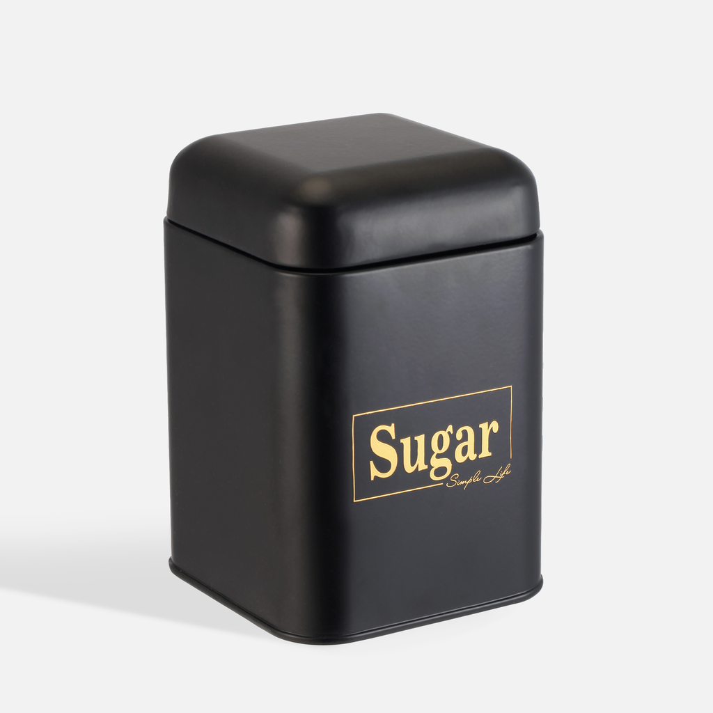 Plechová dóza do kuchyně černá SUGAR 19 cm