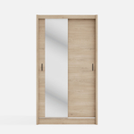 Zrcadlová šatní skříň s posuvnými dveřmi INES 120 cm dub cremona