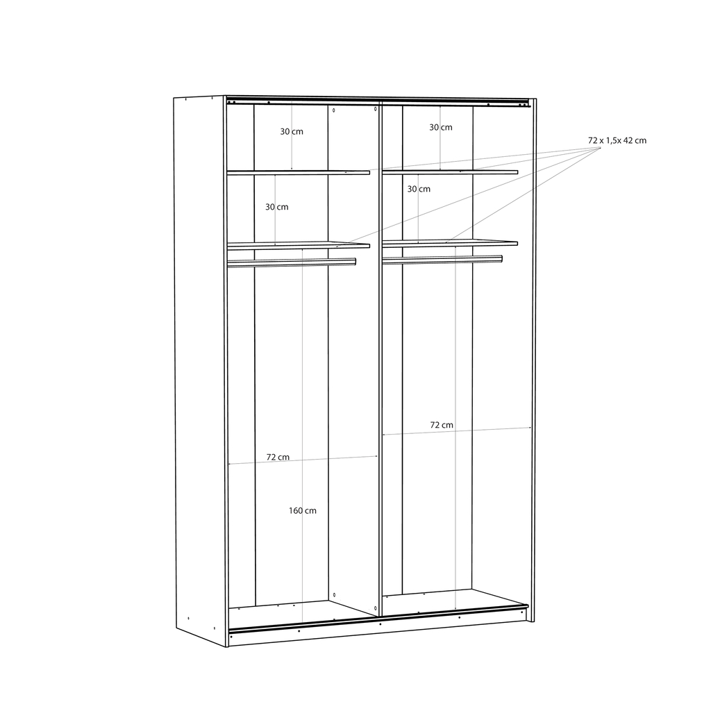 Zrcadlová skříň s posuvnými dveřmi FITIO lesk 150 cm