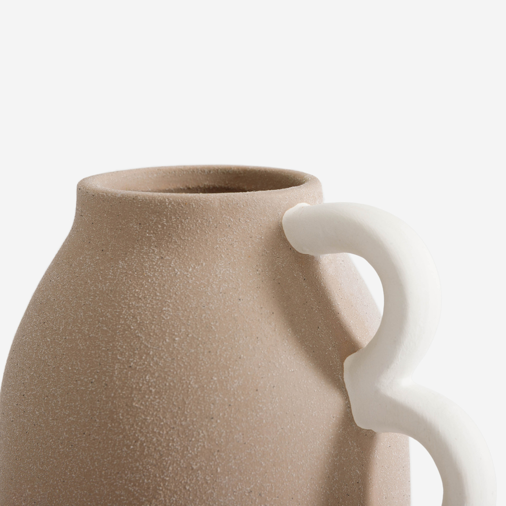 Keramická béžová váza s uchy 16,9 cm