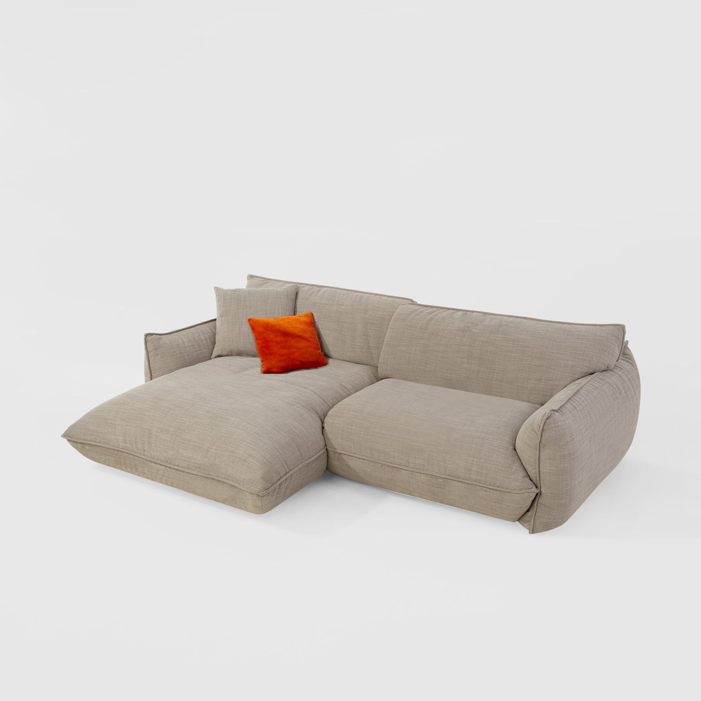 Rohová sedací souprava taupe FLUFFY levá