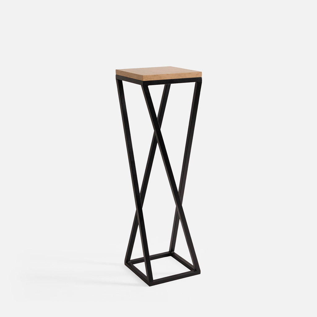Ocelový stojan na květináč černý dub LESCAR S 62 cm
