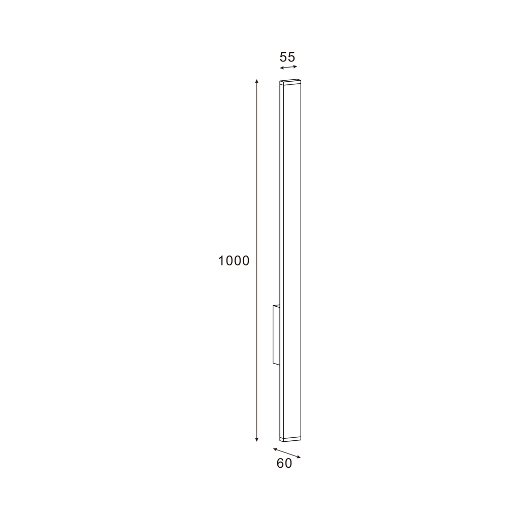 Černé vysoké venkovní nástěnné svítidlo 100 cm LED IP65 LUMINOUS