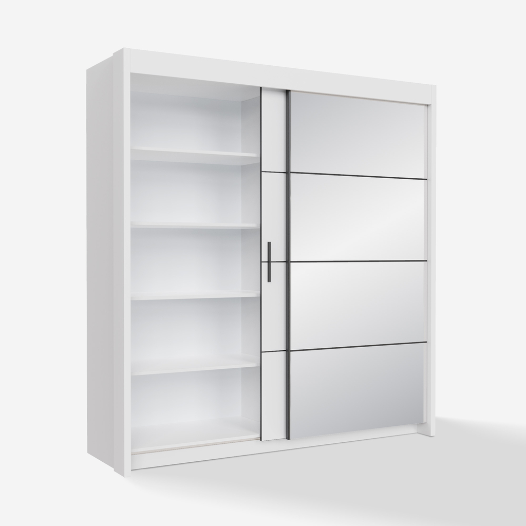 Zrcadlová skříň s posuvnými dveřmi 200 cm OTIS bílá