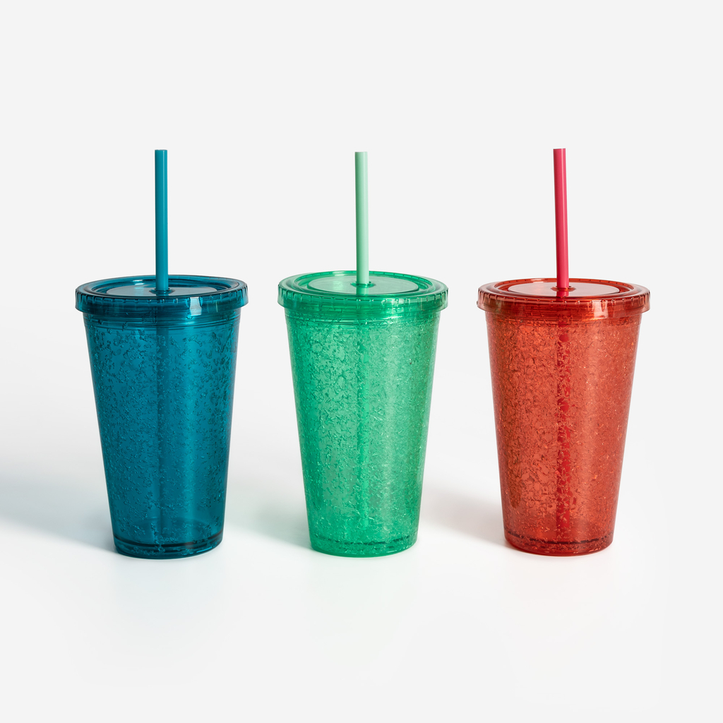 Plastový kelímek s brčkem červený 500 ml