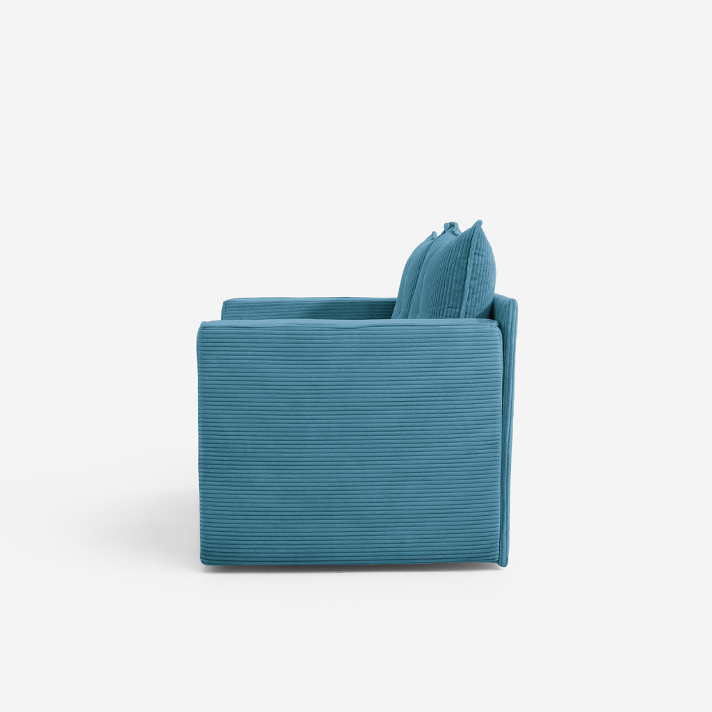 Manšestrová dvoumístná rozkládací pohovka tyrkysová LUSO levá