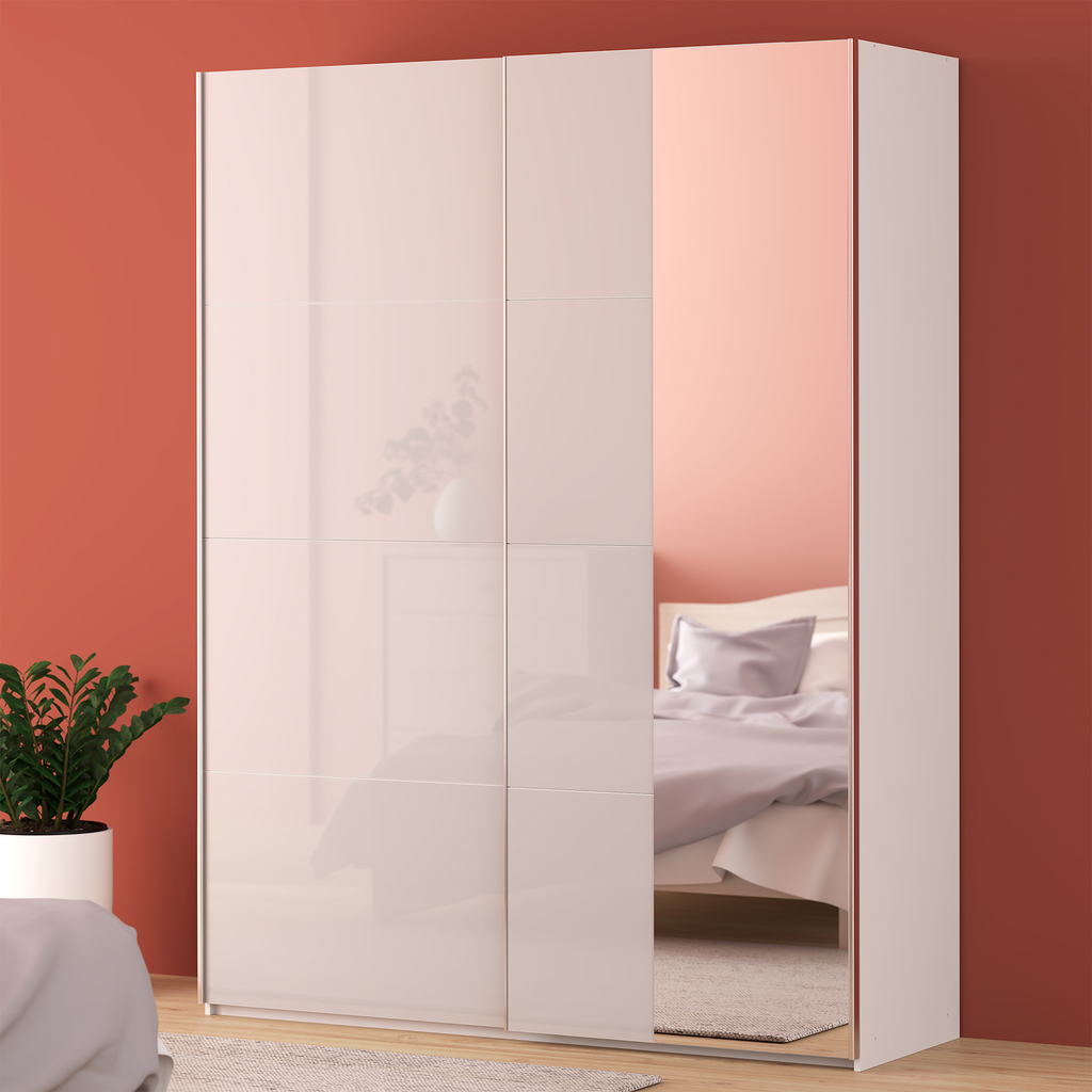 Zrcadlová skříň s posuvnými dveřmi FITIO lesk 180 cm