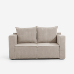 Manšestrová dvoumístná rozkládací pohovka béžová LUSO levá