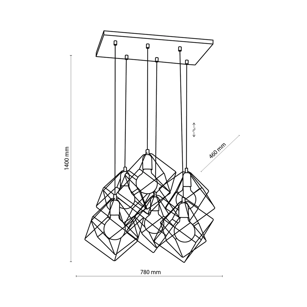 Černo-zlaté designové závěsné svítidlo ALAMBRE VI