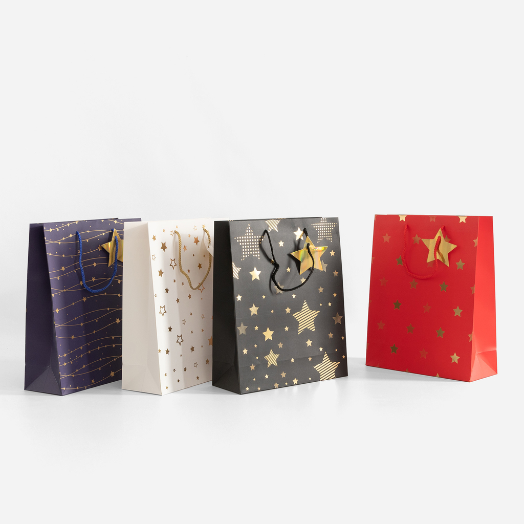 Dárková taška s hvězdičkami 32 cm MIX