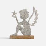 Dekorace vánoční anděl stříbrný 16 cm