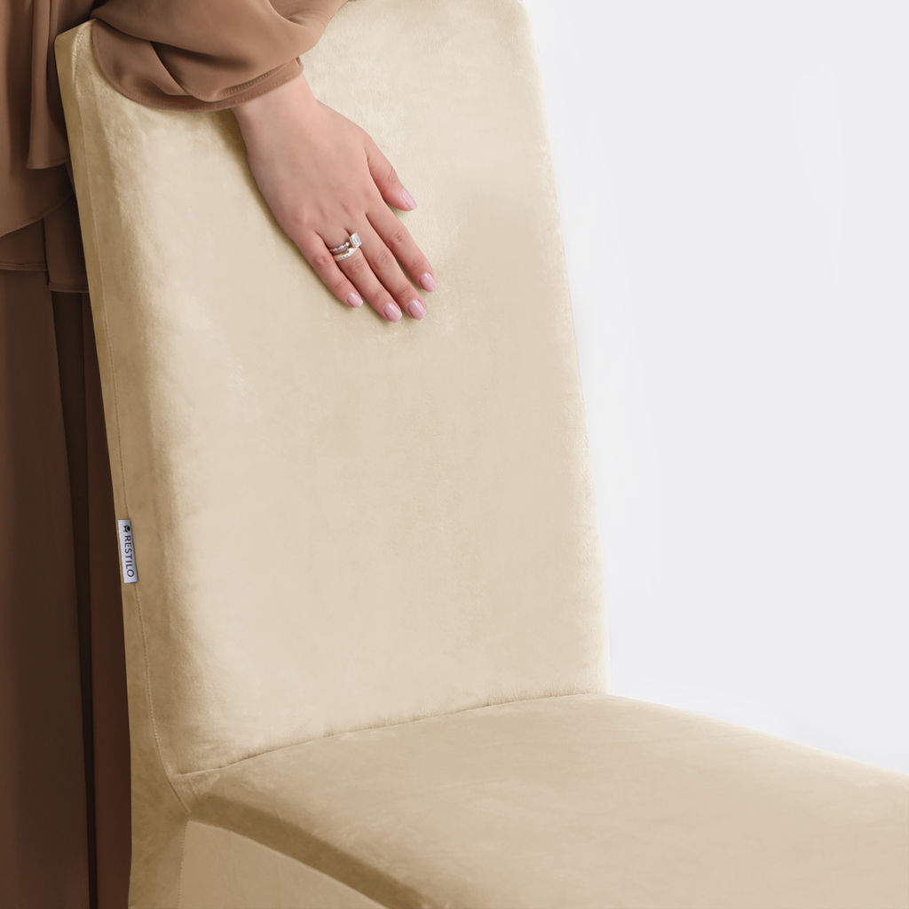 Potah na židli světle béžový SENTO 48x48x58 6 ks