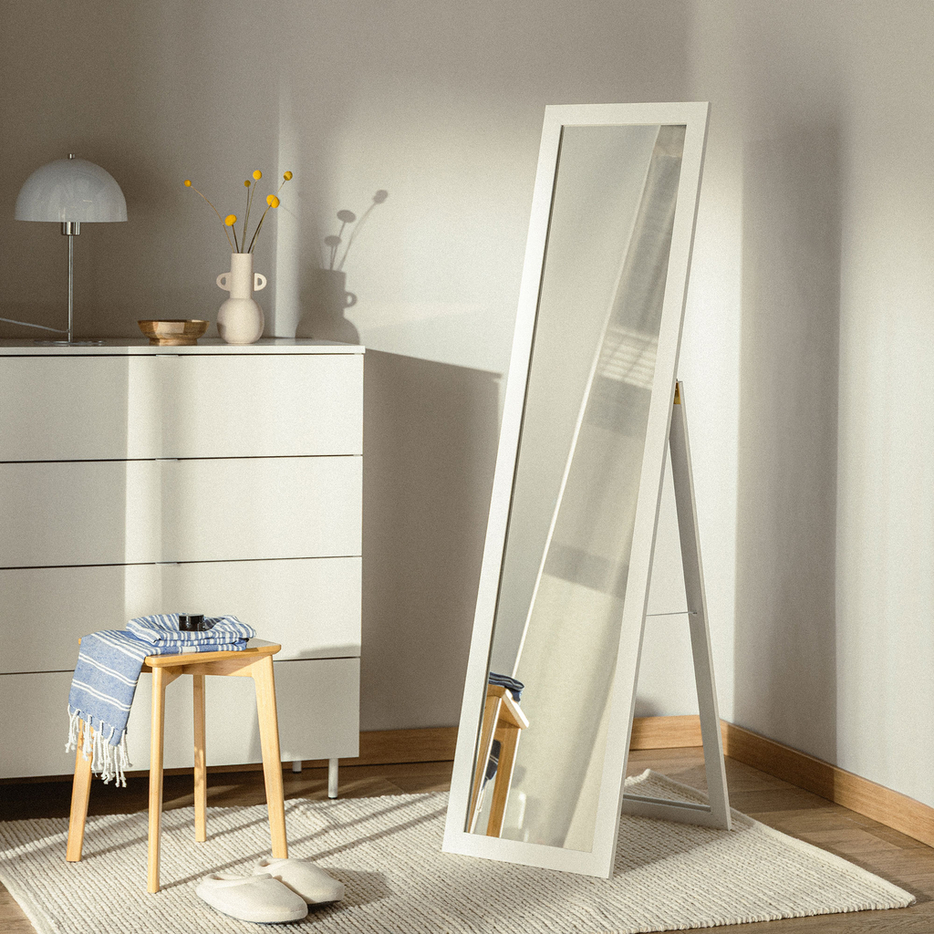 Stojicí zrcadlo v bílem rámu SLIM 40x160 cm