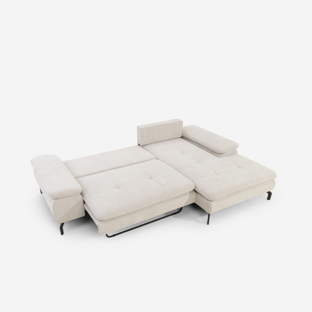 Světle šedo-béžová rozkládací rohová sedačka Vespa pravá