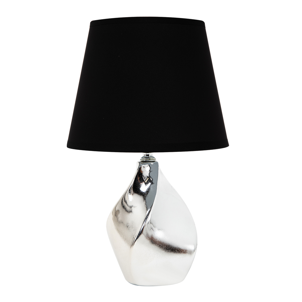 Stolní lampa keramická černo-stříbrná, 31 cm