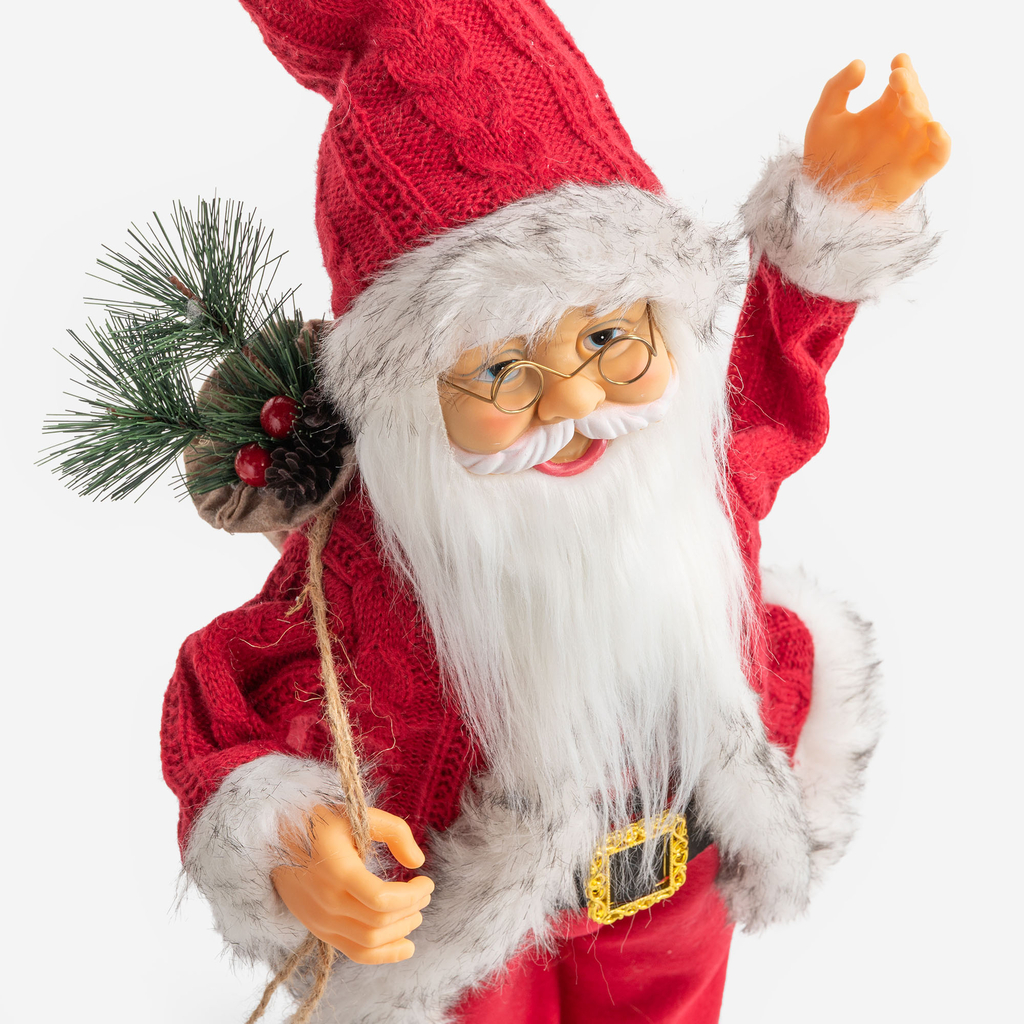 Červená figurka s bílým lemováním SANTA CLAUS 75 cm