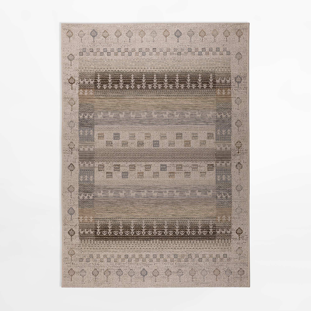 Etnický koberec KEMET, šedo-béžový, 160x230 cm
