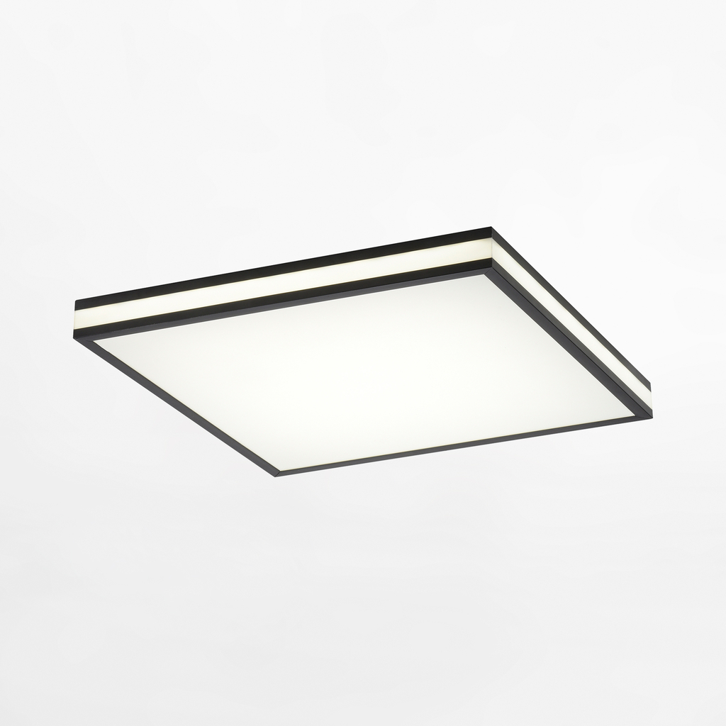 Černé LED RGB stropní svítidlo s dálkovým ovládáním MARIO 46,5x46,5 cm