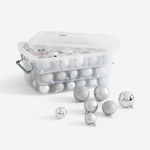 Sada 70 kusů stříbrných vánočních baněk v krabičce