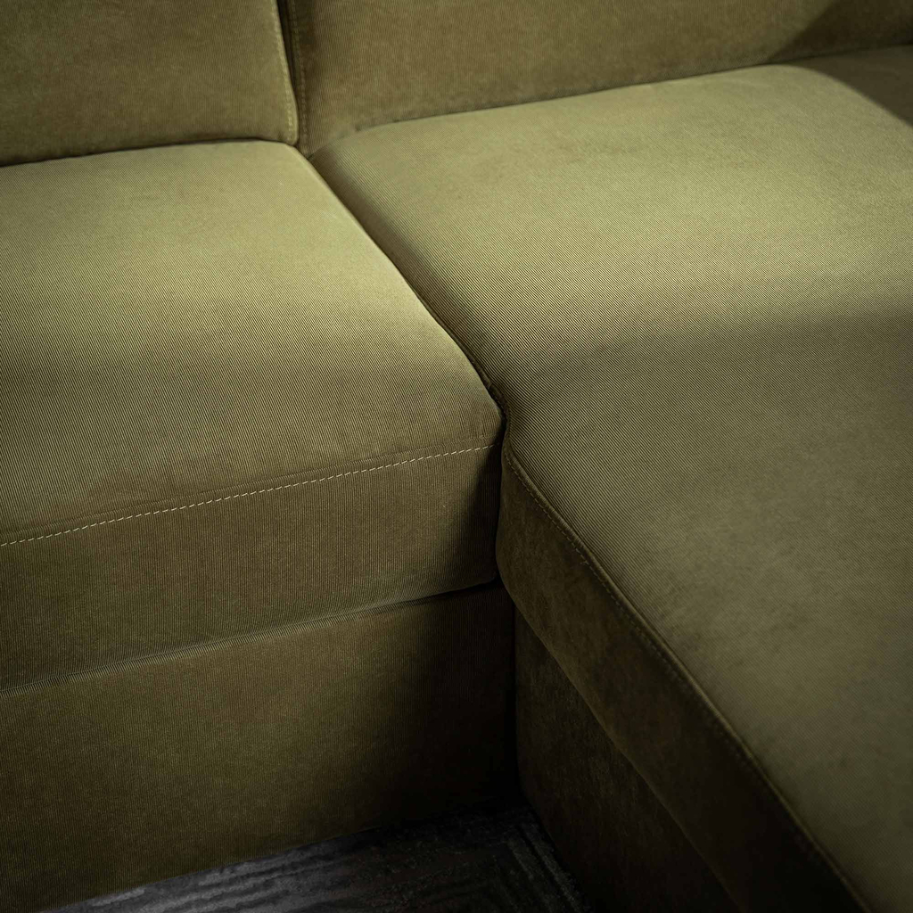 Rozkládací rohová sedací souprava olivově zelená MATRIX univerzální