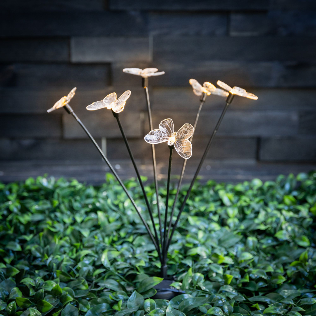 Venkovní LED solární lampa IP44 stříbrní MOTÝLI