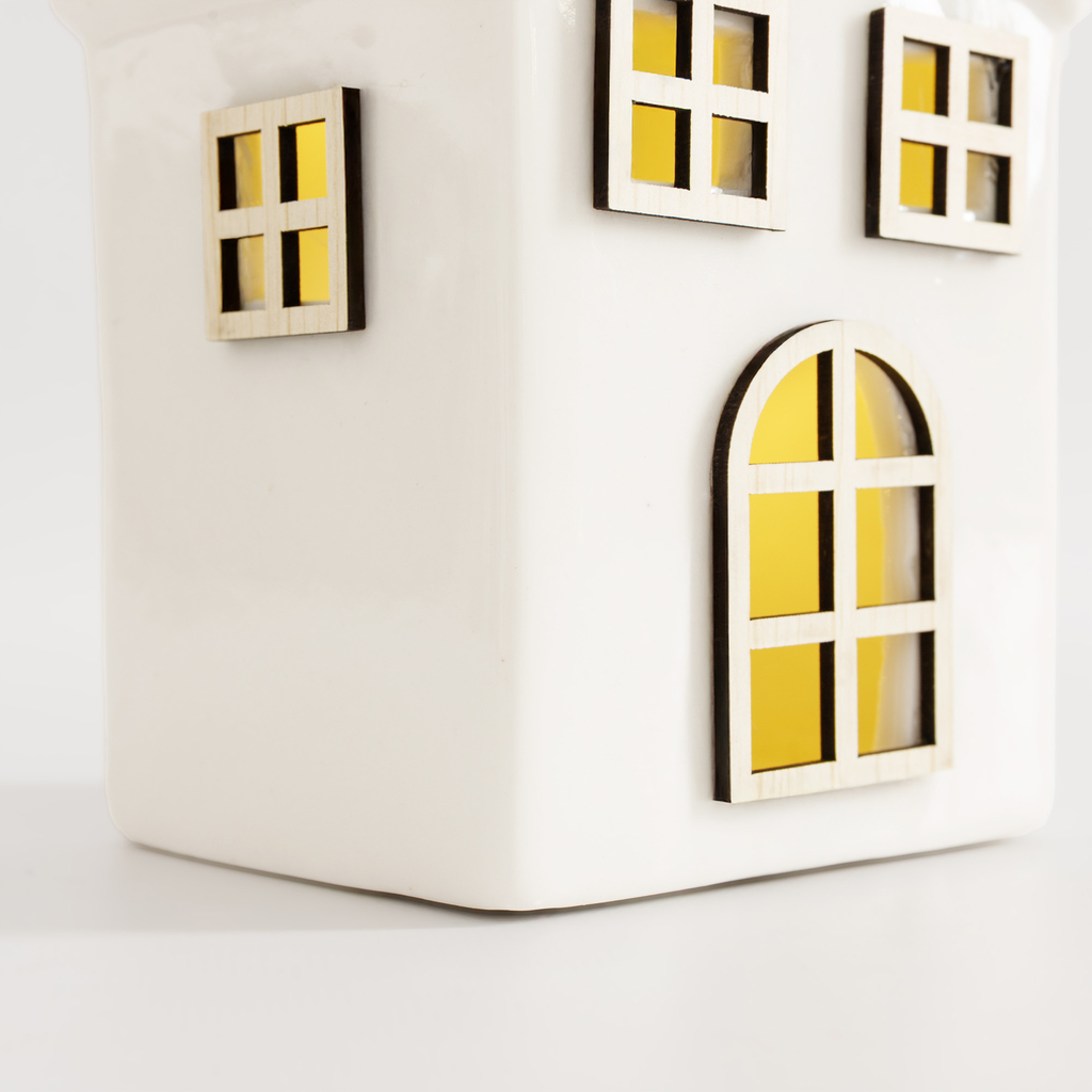 Dekorační domek LED bílý 16,5 cm