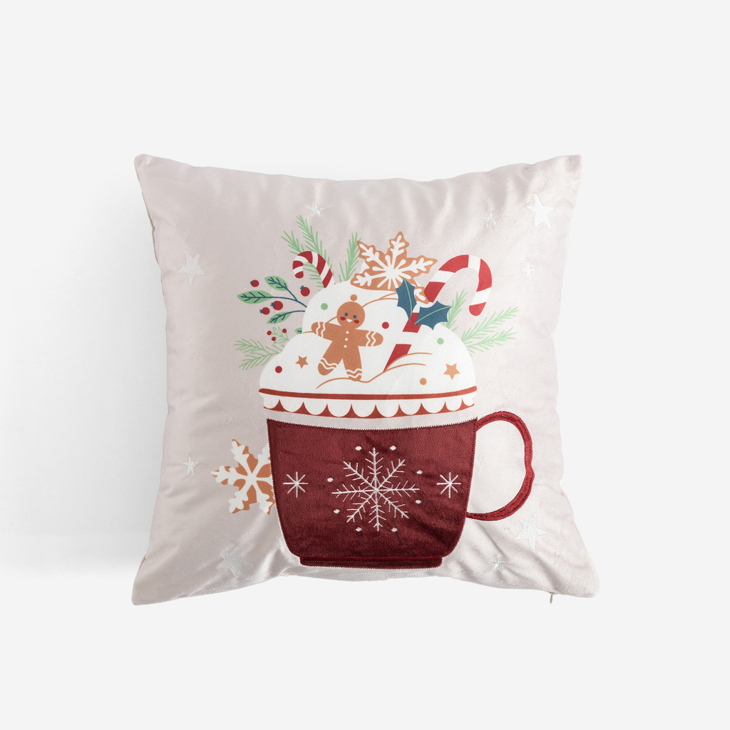 Povlak na polštář s vánočním motivem béžová CALIN 45x45 cm