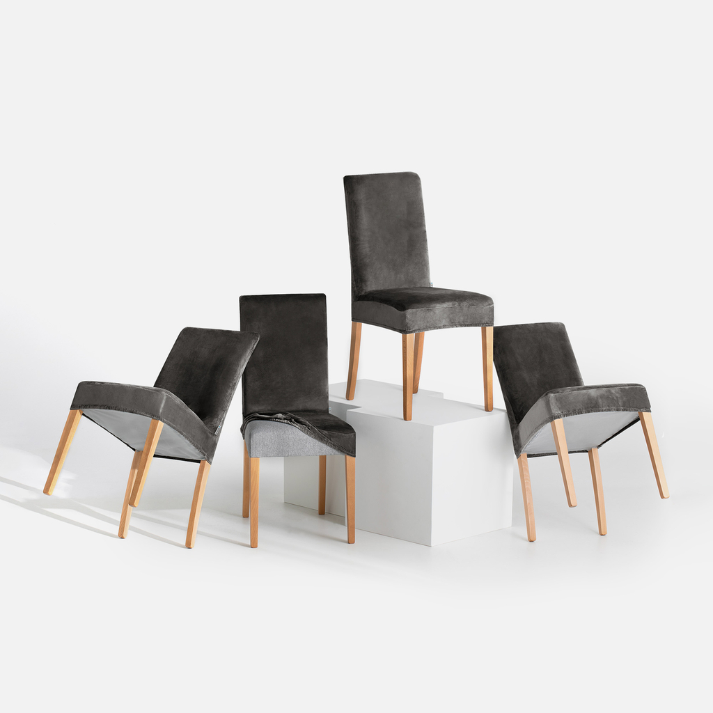 Potah na židli tmavě šedý SENTO 48x48x58 6 ks