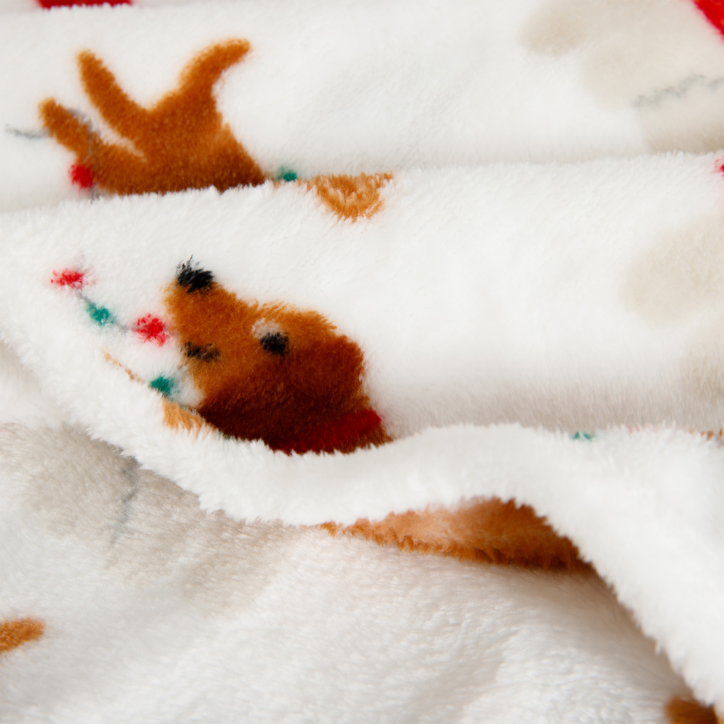 Vánoční deka se psy šedá CODIE 130x160 cm