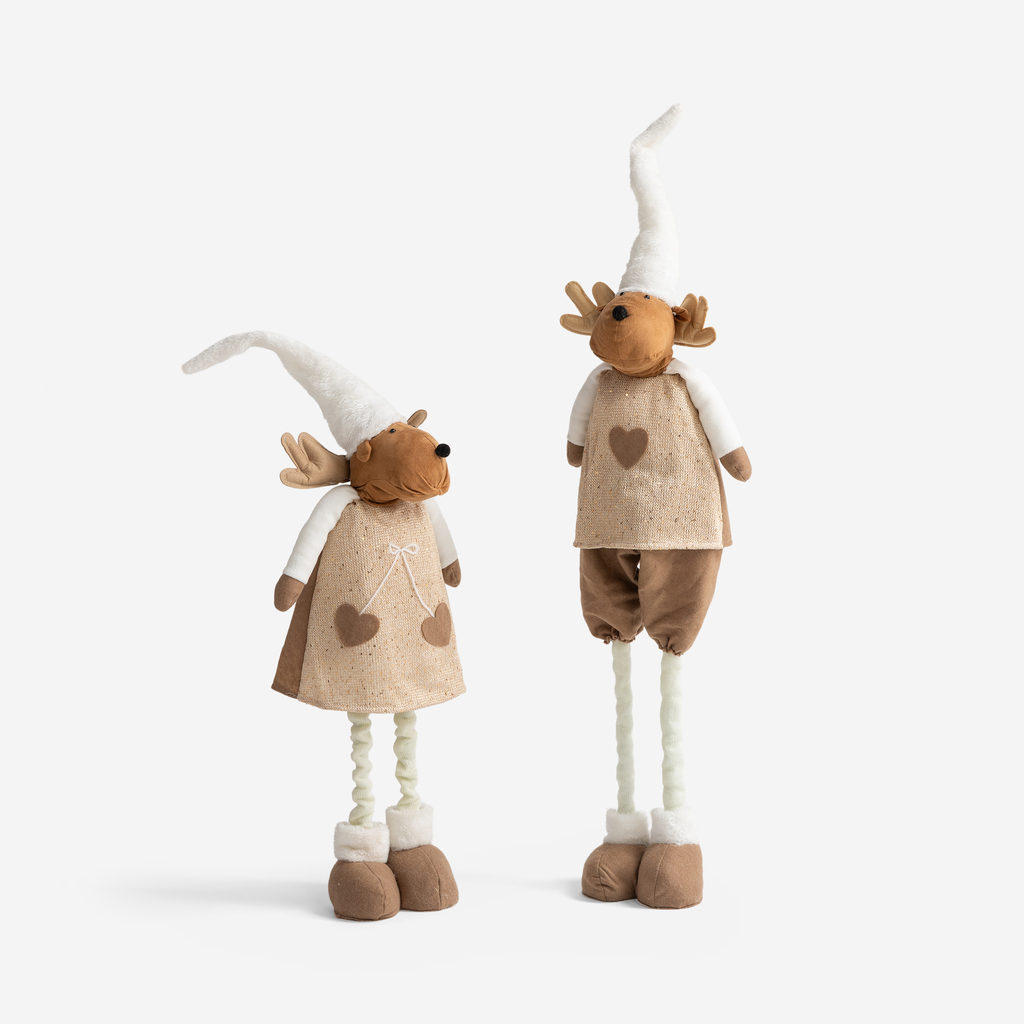 Vánoční figurka JELEN CHLAPEC šedo-bežová 80-120 cm