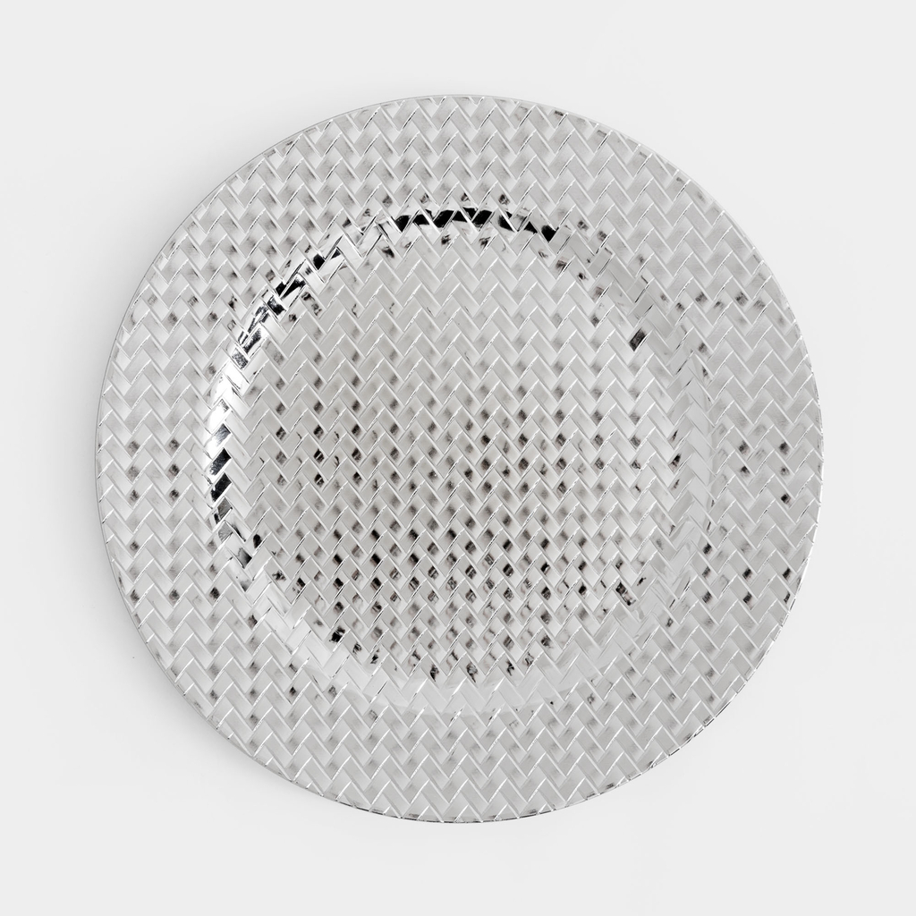 Dekorační talíř podtalíř stříbrný 33 cm