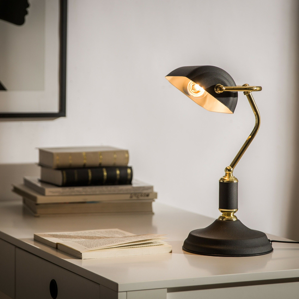 Stolní lampa retro černá-zlatá ROMA