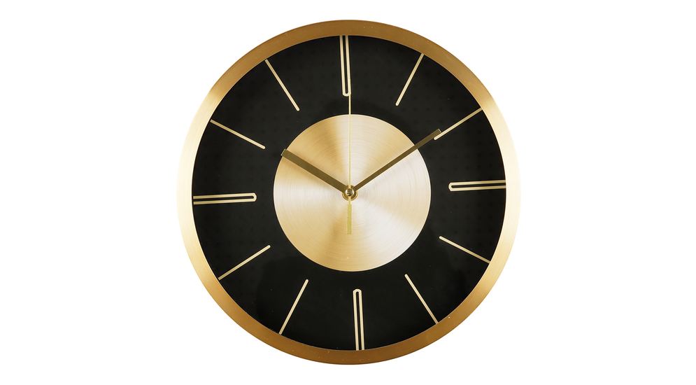 Černo-zlaté nástěnné hodiny 30,5 cm