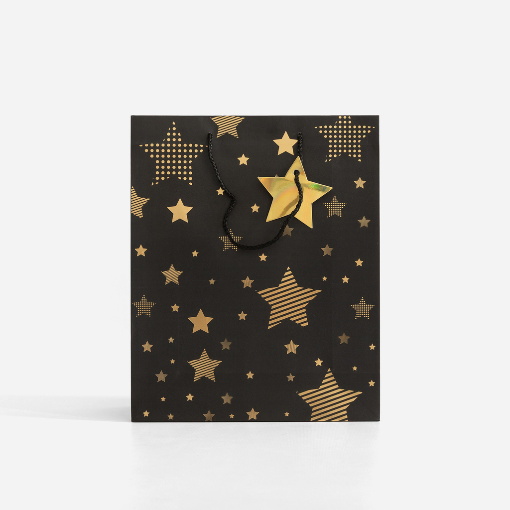 Dárková taška s hvězdičkami 32 cm MIX