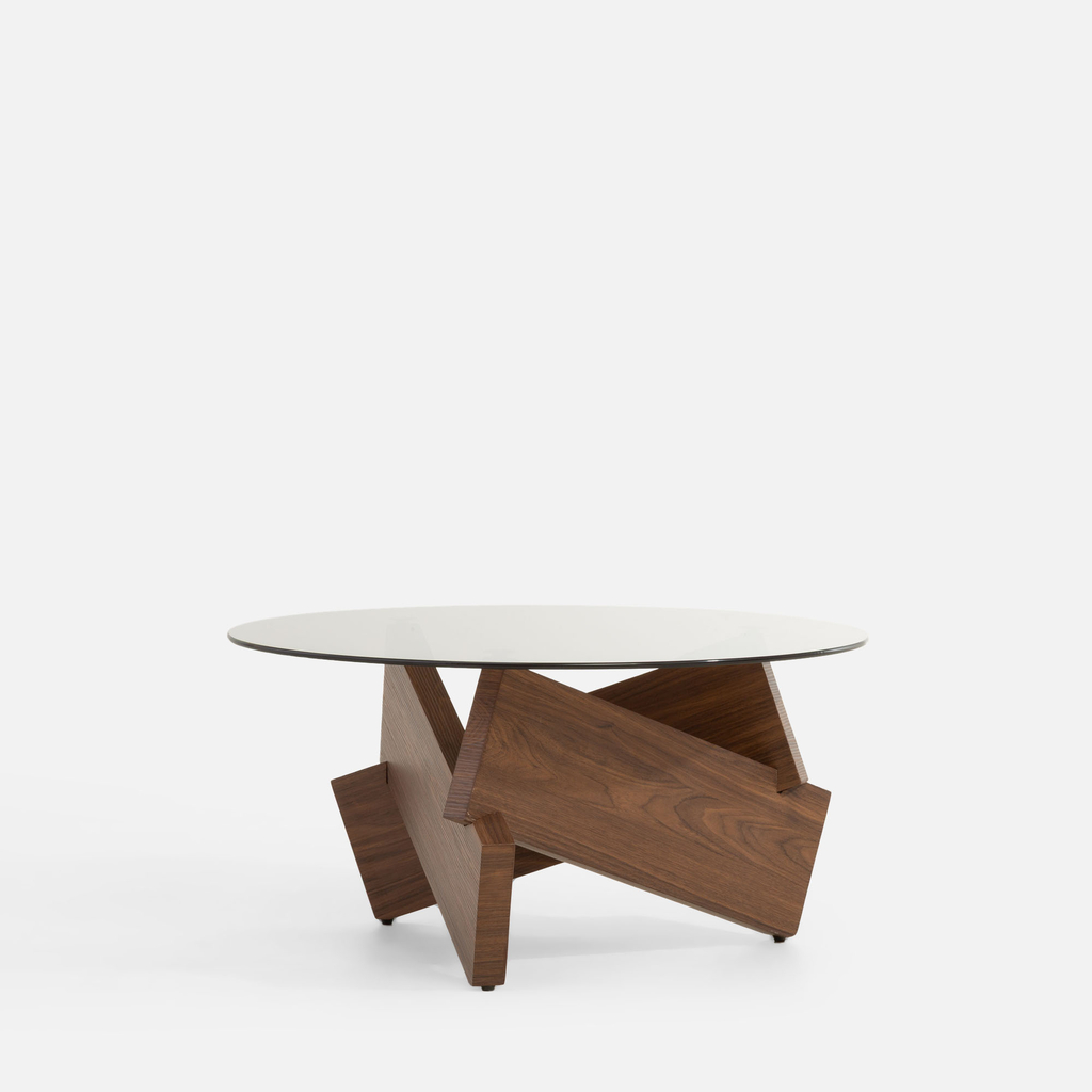 Kulatý skleněný konferenční stolek LECERRIL 80 cm