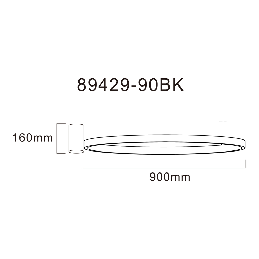 Černé kruhové stropní LED svítidlo HORIK 90 cm