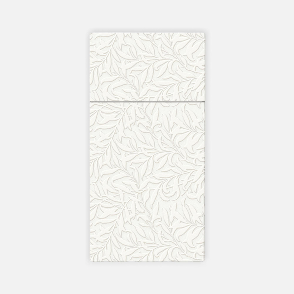 Bílé ubrousky s kapsou na příbory POCKET INSPIRATION FLORAL 16 ks