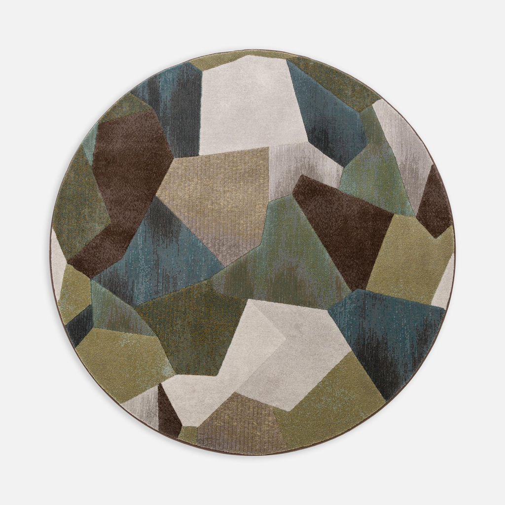 Kulatý koberec se geometrickým vzorem zelený SORRENTO 160 cm