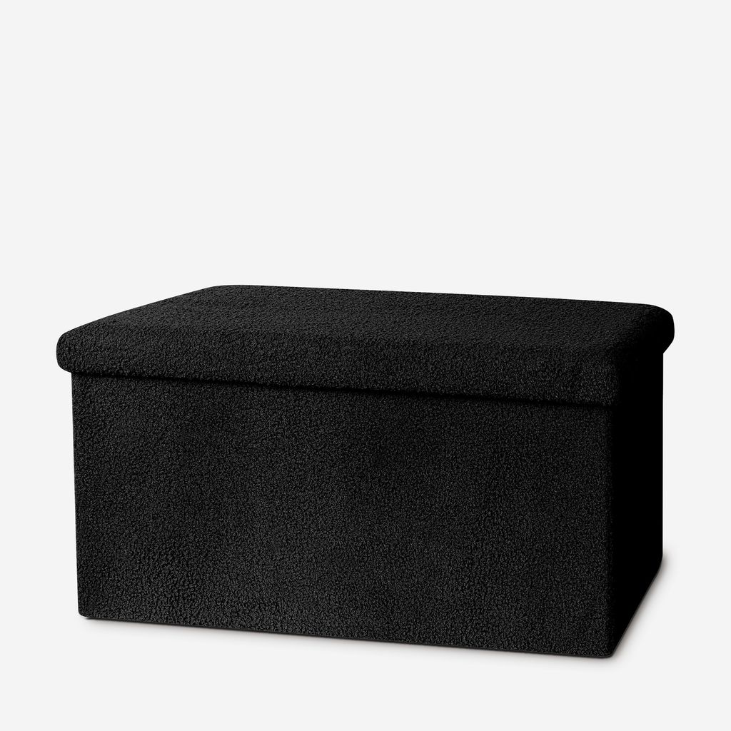 Skládací taburet s úložným prostorem černý 76x38x38 cm