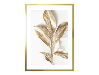 Obraz zlaté listy ve zlatém rámu GOLDEN LEAVES II 53 x 73 cm