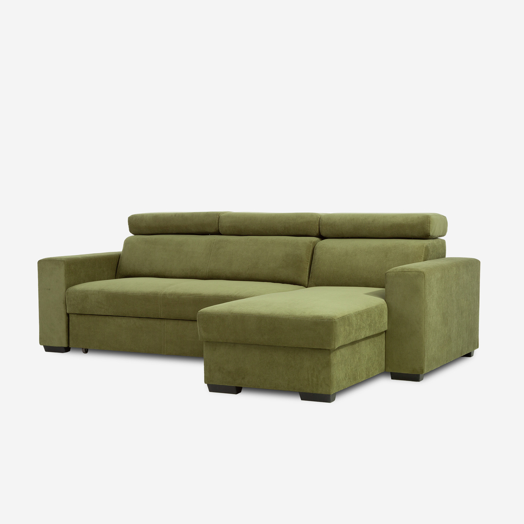 Rozkládací rohová sedací souprava olivově zelená MATRIX univerzální
